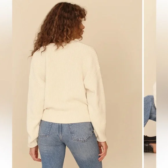 Reformation Cream Button-Up Cardigan Sweater Size Small - Picture 5 of 12